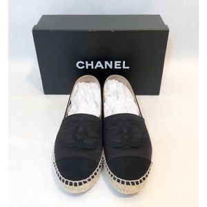 Chanel - Black on Black Satin Espadrilles 38